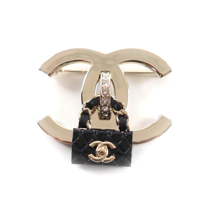 Great CHANEL Brooch COCO Mark bag gold Women B23C