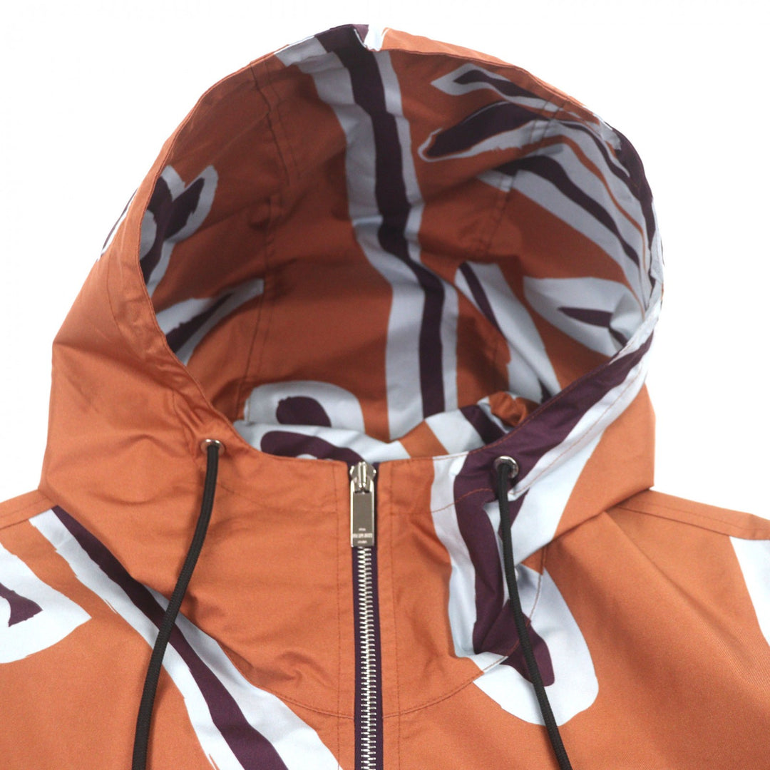 Excellent BERLUTI hoodie PRINTED SILK SCRITTO B-WAY Brown silk mens 46 R22OBU84