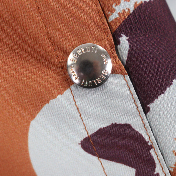 Excellent BERLUTI hoodie PRINTED SILK SCRITTO B-WAY Brown silk mens 46 R22OBU84