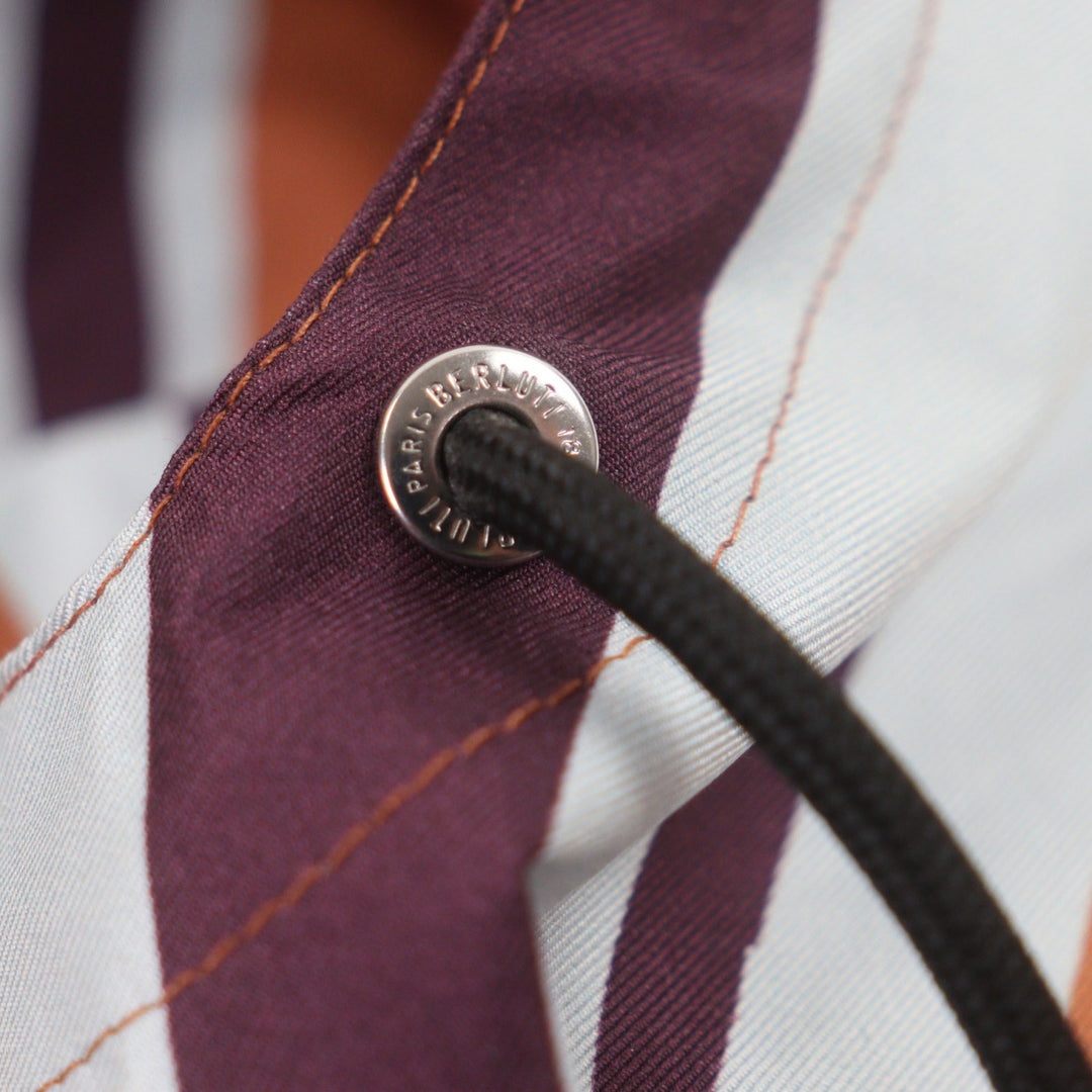 Excellent BERLUTI hoodie PRINTED SILK SCRITTO B-WAY Brown silk mens 46 R22OBU84