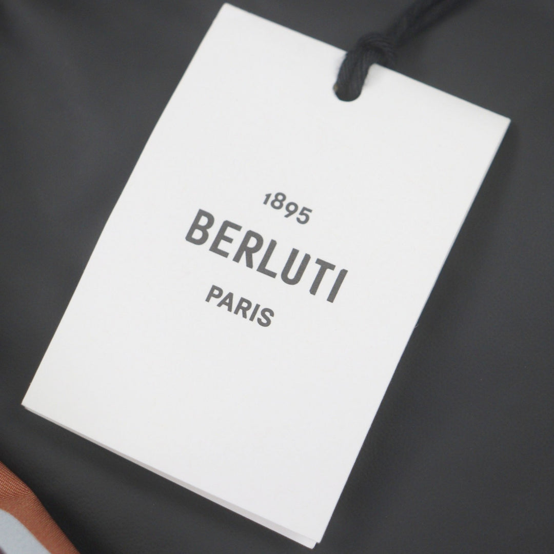 Excellent BERLUTI hoodie PRINTED SILK SCRITTO B-WAY Brown silk mens 46 R22OBU84