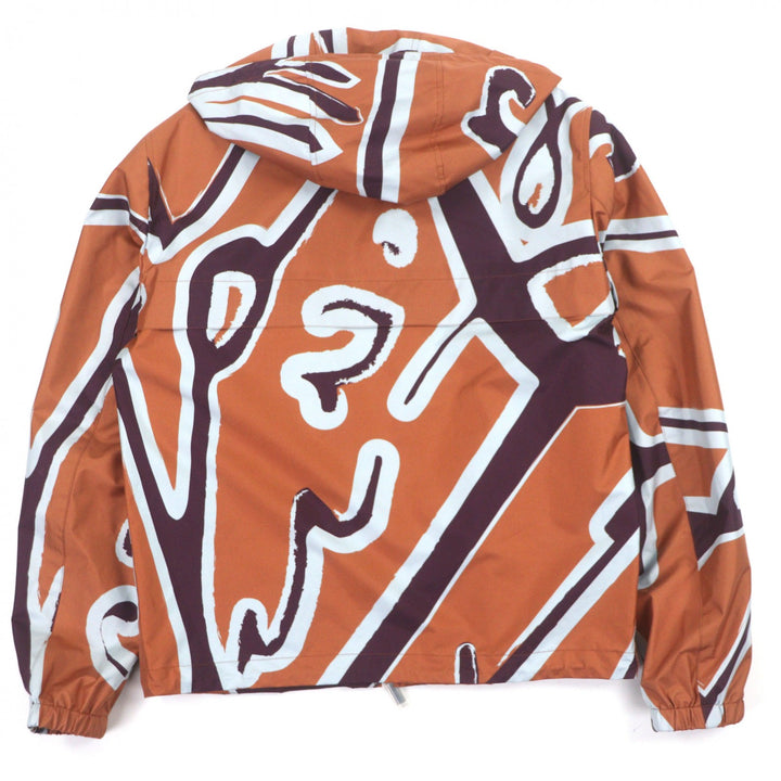Excellent BERLUTI hoodie PRINTED SILK SCRITTO B-WAY Brown silk mens 46 R22OBU84