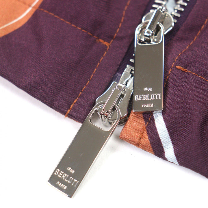 Excellent BERLUTI hoodie PRINTED SILK SCRITTO B-WAY Brown silk mens 46 R22OBU84