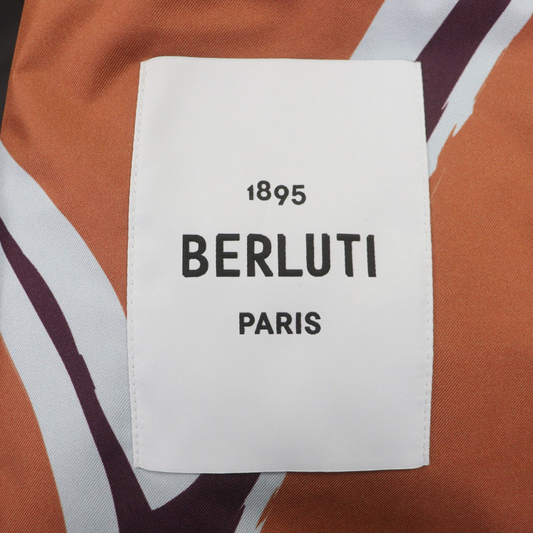 Excellent BERLUTI hoodie PRINTED SILK SCRITTO B-WAY Brown silk mens 46 R22OBU84