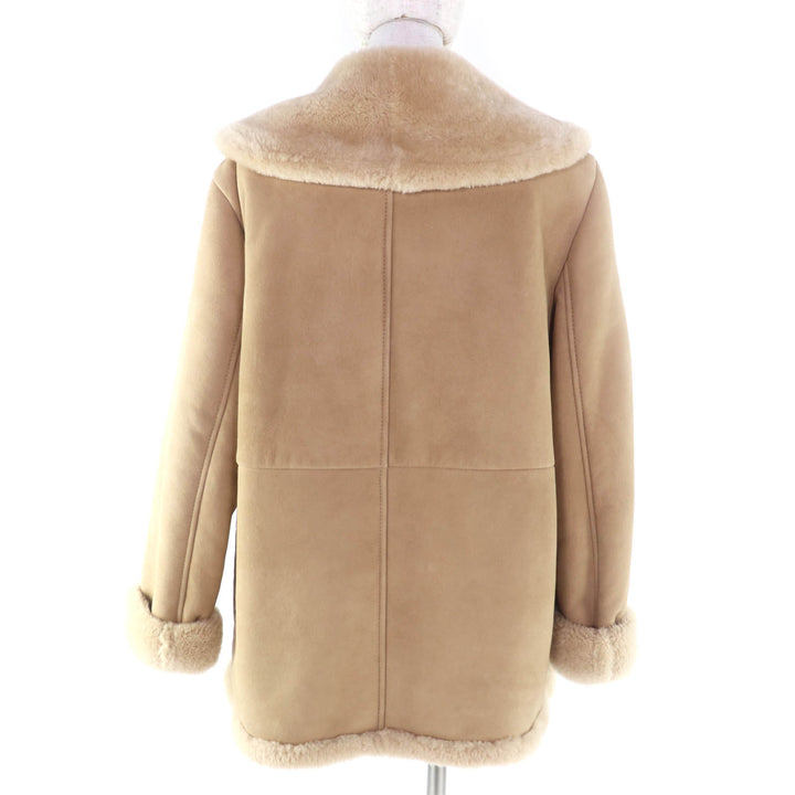 Excellent COACH Mouton coat Shawl shearling beige Sheepskin Leather M CF025