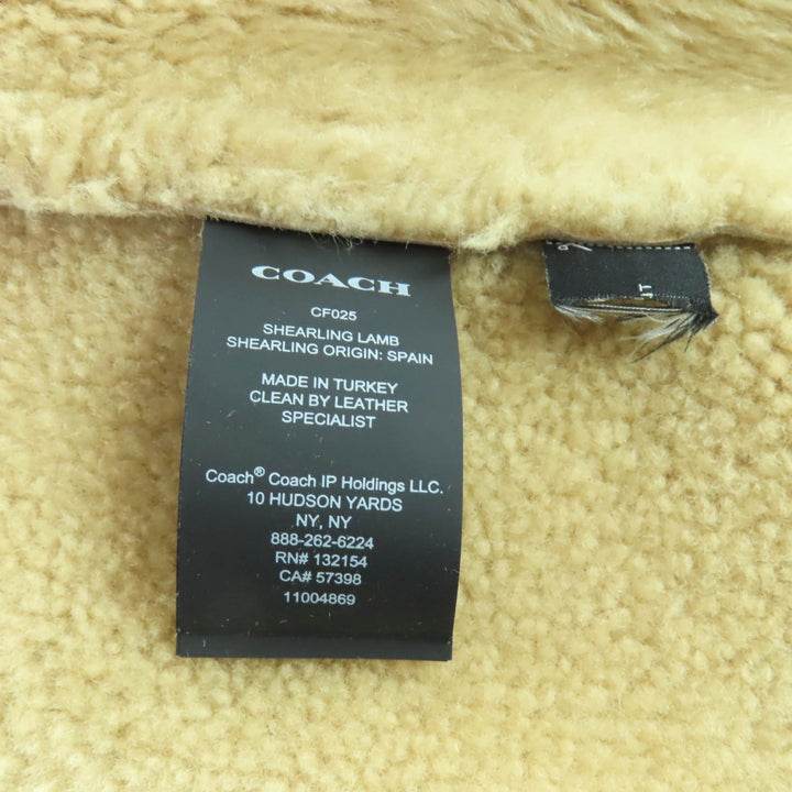 Excellent COACH Mouton coat Shawl shearling beige Sheepskin Leather M CF025