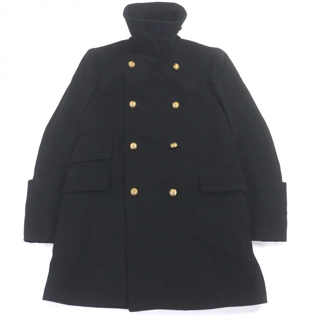Great GUCCI coat Crest logo gold button Napoleon black wool mens 50