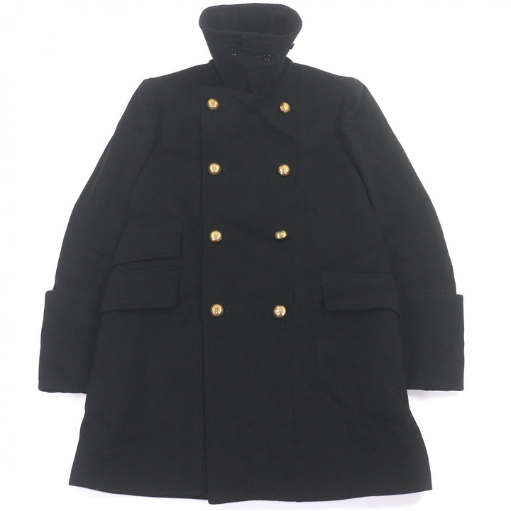 Great GUCCI coat Crest logo gold button Napoleon black wool mens 50