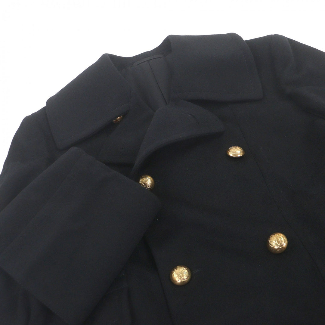 Great GUCCI coat Crest logo gold button Napoleon black wool mens 50
