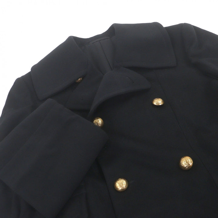Great GUCCI coat Crest logo gold button Napoleon black wool mens 50