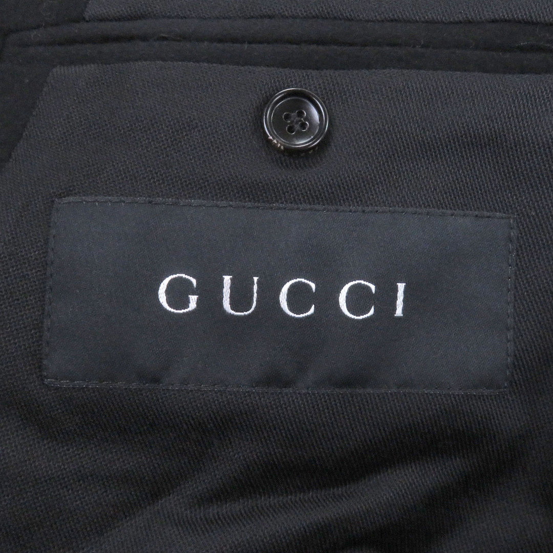 Great GUCCI coat Crest logo gold button Napoleon black wool mens 50