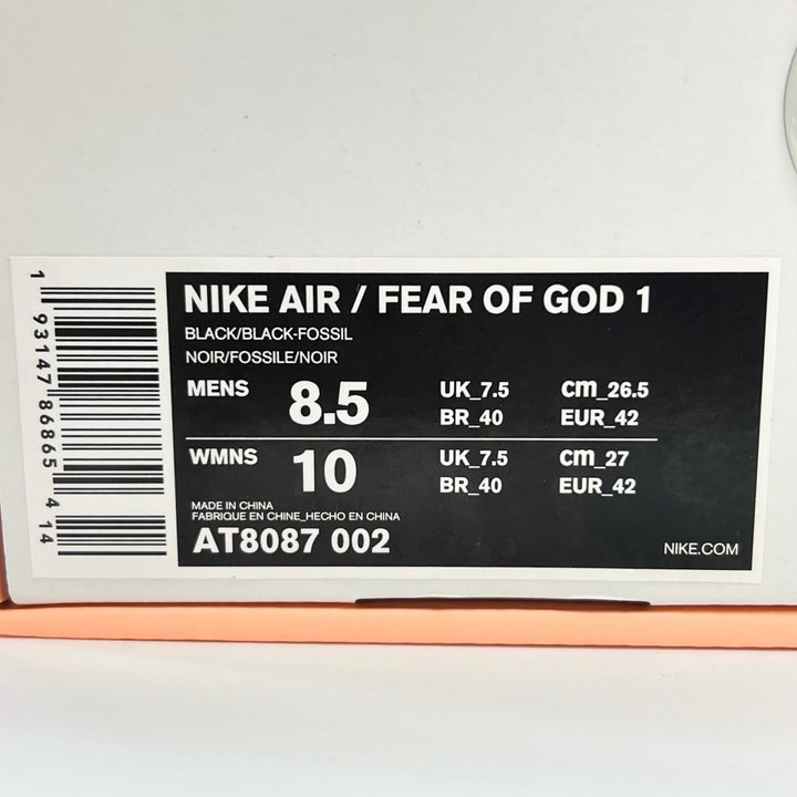 Pristine NIKE High cut sneakers NIKE AIR FEAR OF GOD 1 black 26.5 AT8087-002