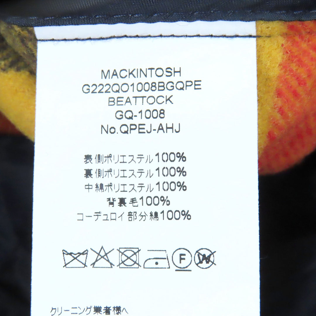 Excellent Mackintosh coat BEATTOCK Quilted corduroy collar Navy 36