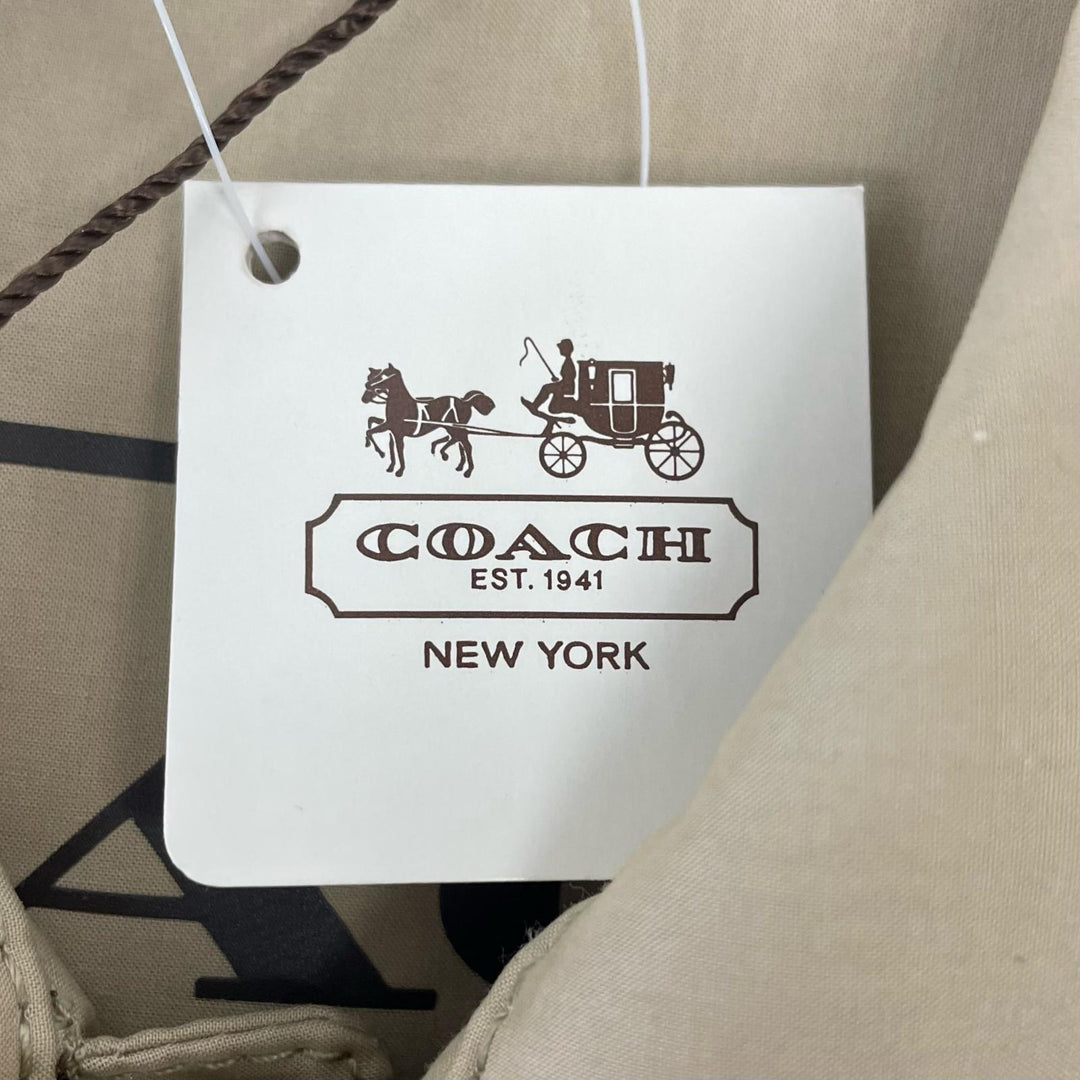 Pristine COACH coat Logo button, collar switch, lining logo beige cotton mens S