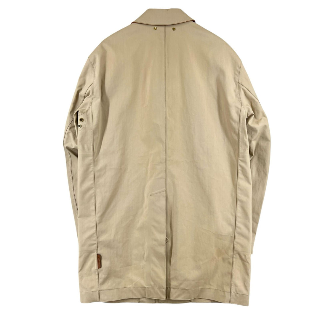 Pristine COACH coat Logo button, collar switch, lining logo beige cotton mens S