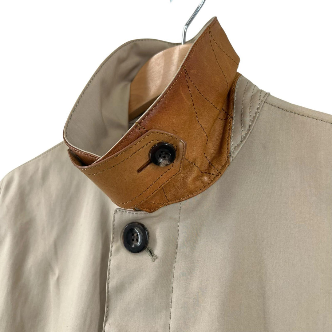 Pristine COACH coat Logo button, collar switch, lining logo beige cotton mens S