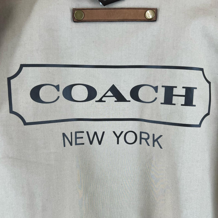 Pristine COACH coat Logo button, collar switch, lining logo beige cotton mens S