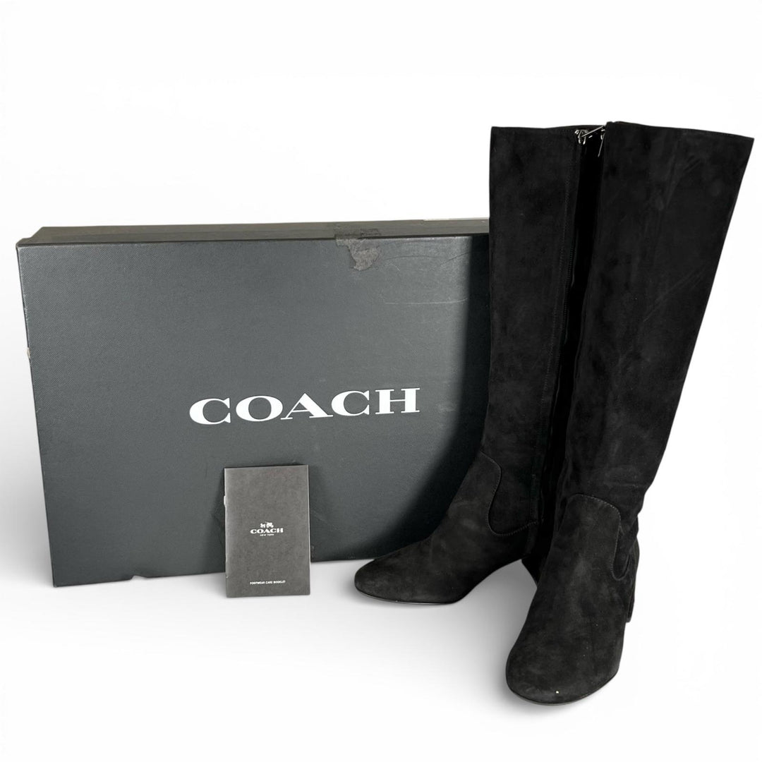Pristine COACH Knee-high boots TONI SDE BOOT black Women 6.5 FG2912