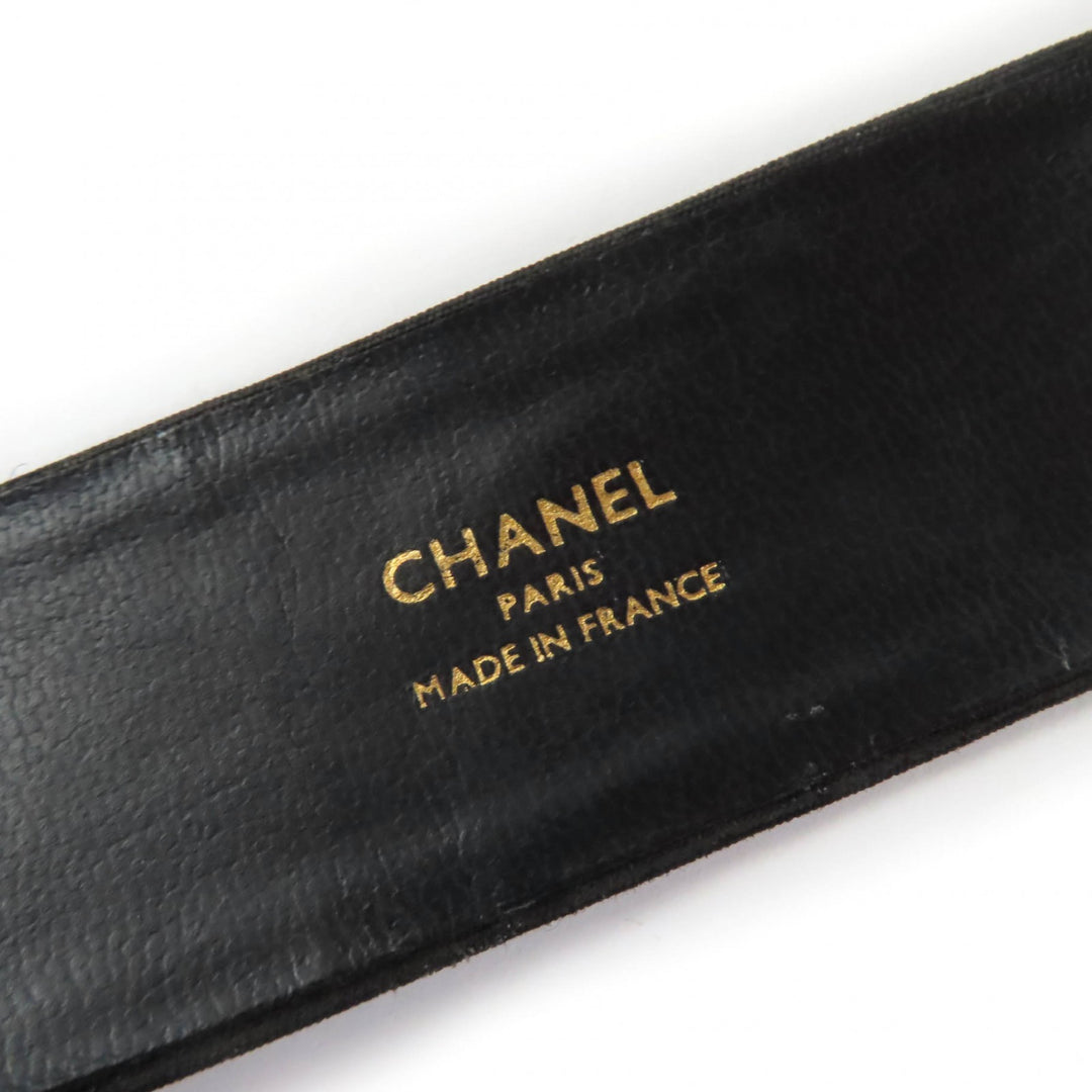 Great CHANEL one piece COCO Mark Button Belted Long Sleeve Tight black 34 23572