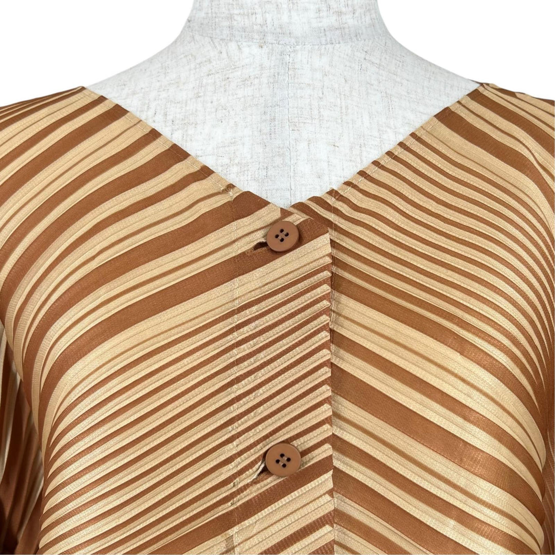 Excellent PLEATS PLEASE cardigan diagonal Brown polyester Women 3 PP03-J0562