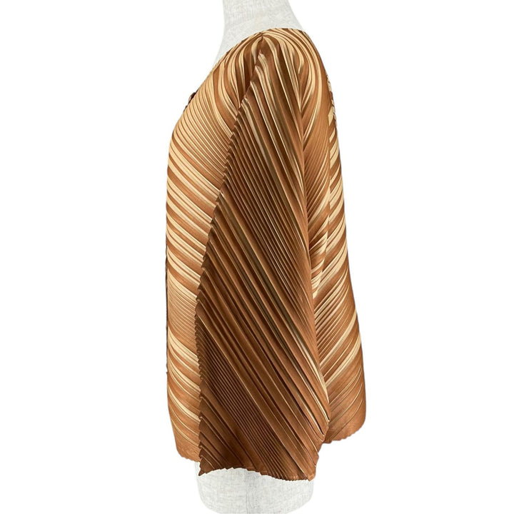 Excellent PLEATS PLEASE cardigan diagonal Brown polyester Women 3 PP03-J0562
