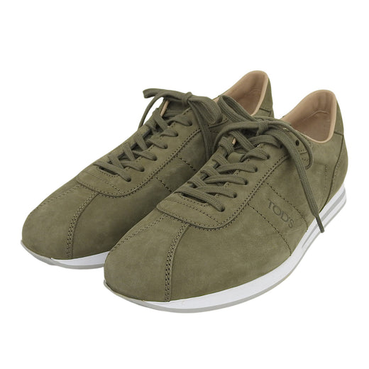Pristine TOD’S Low cut sneakers Logo embossed lace-up khaki Nubuck mens 8