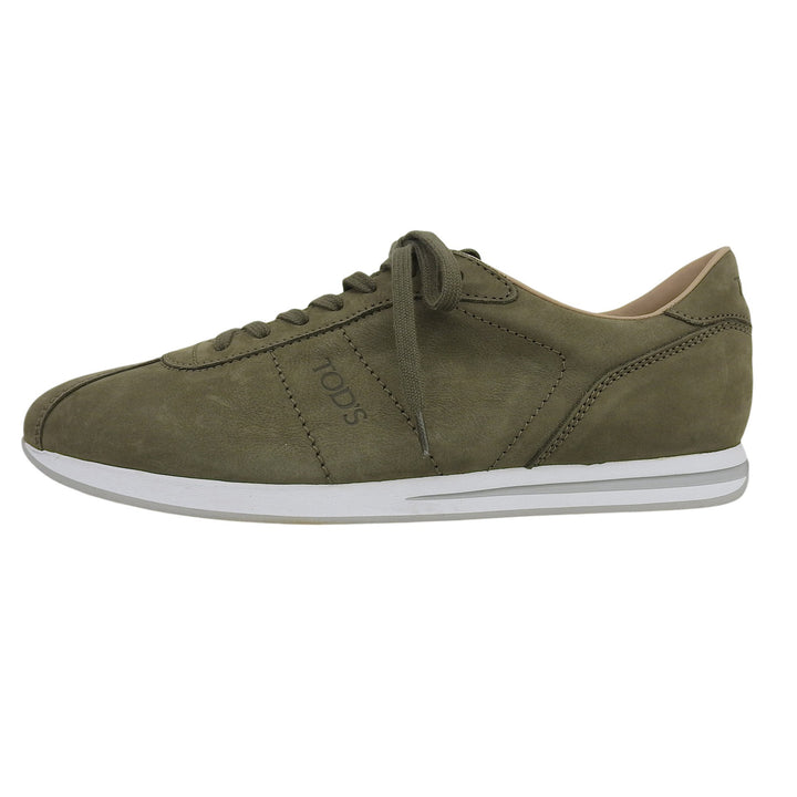 Pristine TOD’S Low cut sneakers Logo embossed lace-up khaki Nubuck mens 8