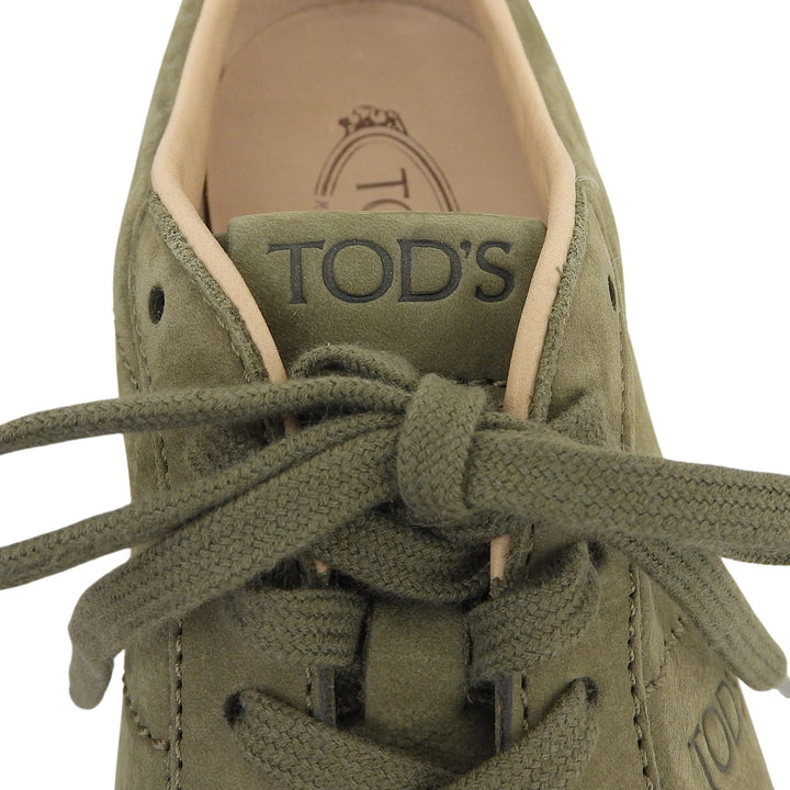 Pristine TOD’S Low cut sneakers Logo embossed lace-up khaki Nubuck mens 8