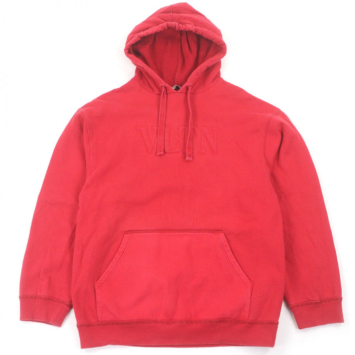 Discounted Very Good VALENTINO hoodie VLTN logo embossed pullover Red cotton mens XS