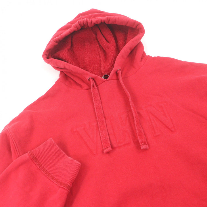 Discounted Very Good VALENTINO hoodie VLTN logo embossed pullover Red cotton mens XS