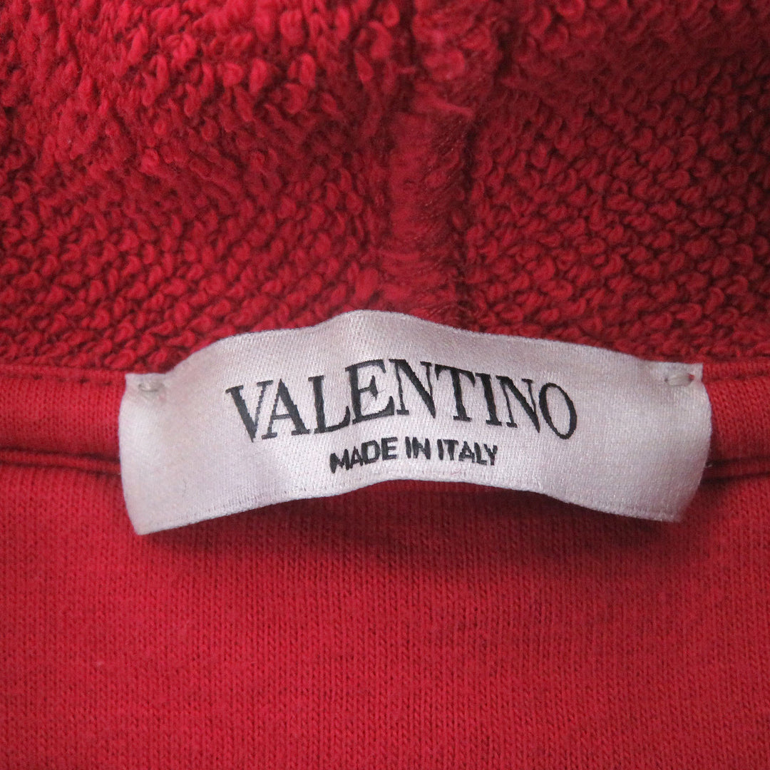Discounted Very Good VALENTINO hoodie VLTN logo embossed pullover Red cotton mens XS
