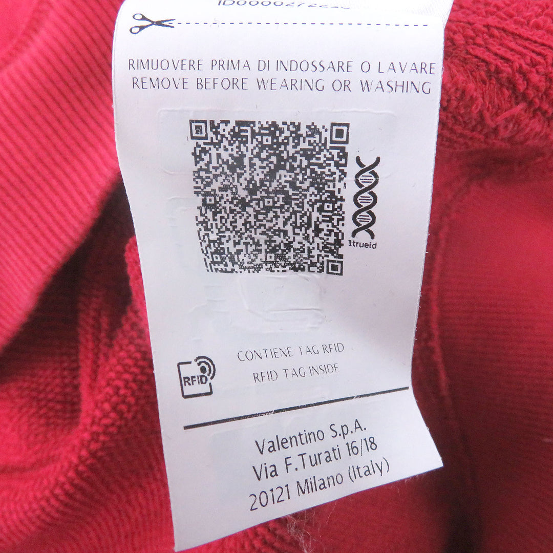 Discounted Very Good VALENTINO hoodie VLTN logo embossed pullover Red cotton mens XS