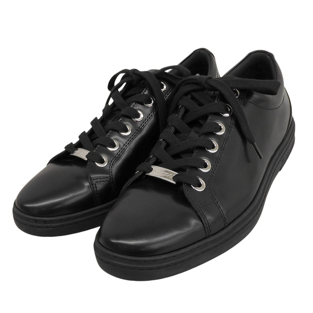 Great JIMMY CHOO sneakers Colt black leather mens 42