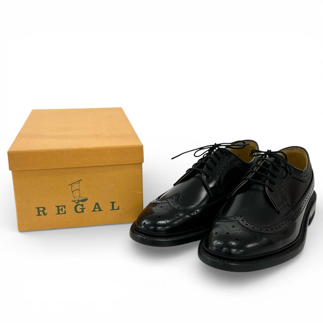 Pristine REGAL Leather shoes Wing tip black leather mens 25