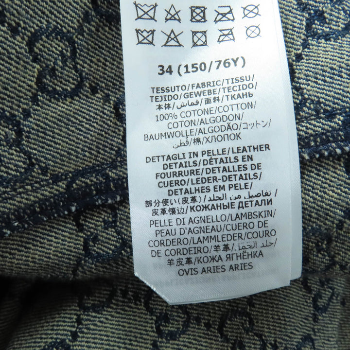 Pristine GUCCI Denim Jacket GG washed organic leather Indigo Women 34 652658