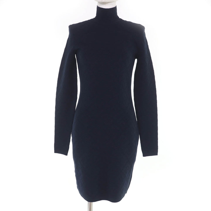 Pristine FENDI one piece Diagonal jacquard long-sleeved knit Dark navy 40 FZD926