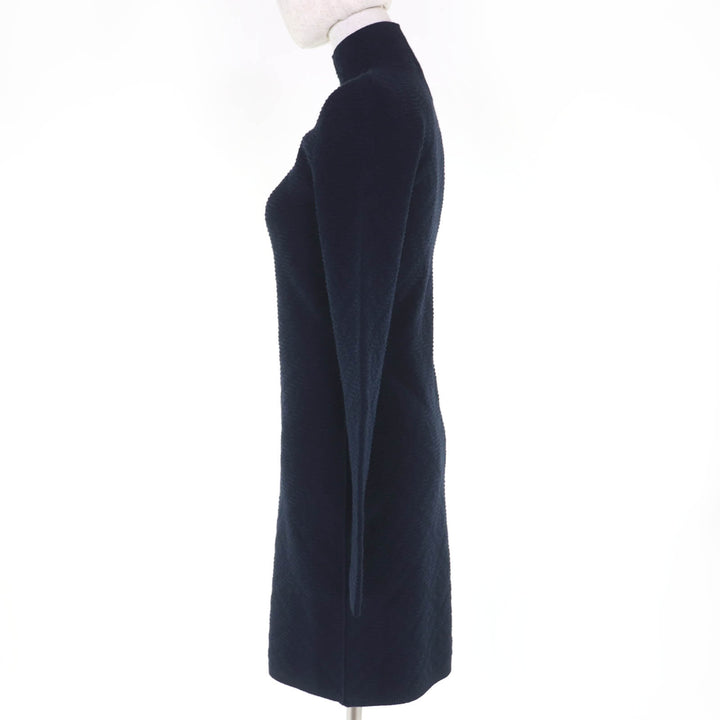 Pristine FENDI one piece Diagonal jacquard long-sleeved knit Dark navy 40 FZD926