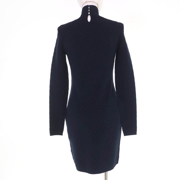 Pristine FENDI one piece Diagonal jacquard long-sleeved knit Dark navy 40 FZD926