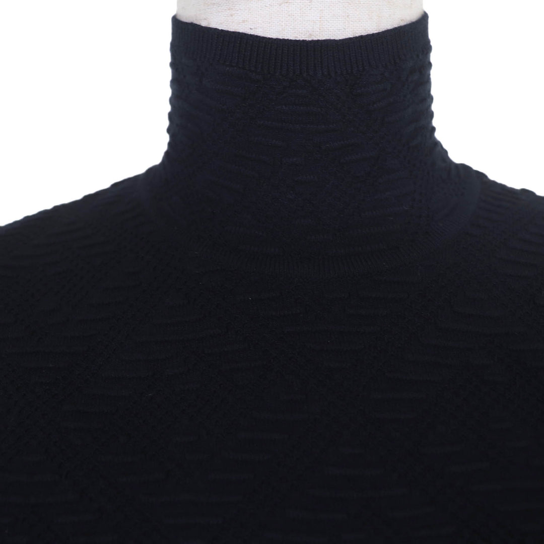 Pristine FENDI one piece Diagonal jacquard long-sleeved knit Dark navy 40 FZD926