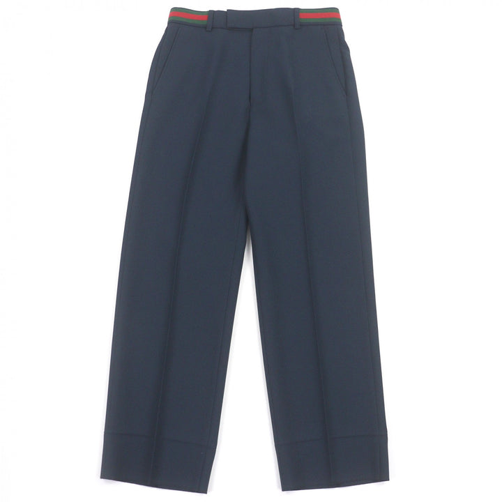 Excellent GUCCI Pants Web Stripe Slacks Navy polyester mens 44 751788