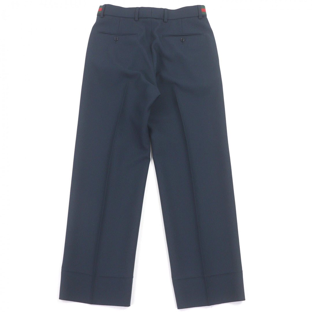 Excellent GUCCI Pants Web Stripe Slacks Navy polyester mens 44 751788