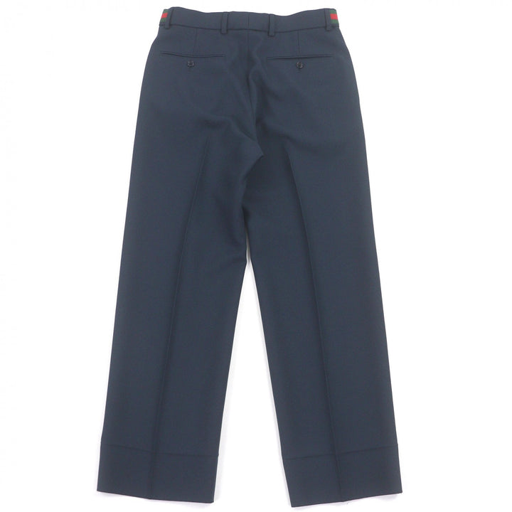 Excellent GUCCI Pants Web Stripe Slacks Navy polyester mens 44 751788