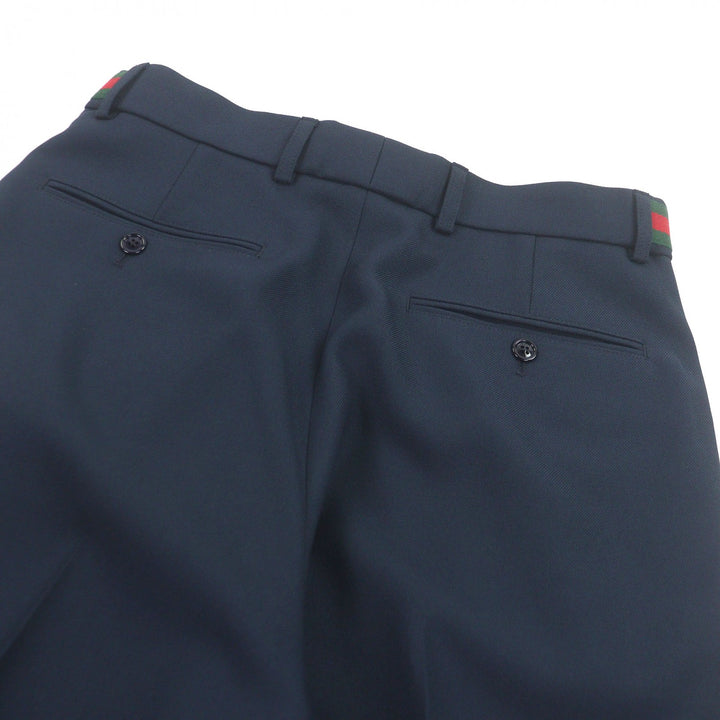 Excellent GUCCI Pants Web Stripe Slacks Navy polyester mens 44 751788