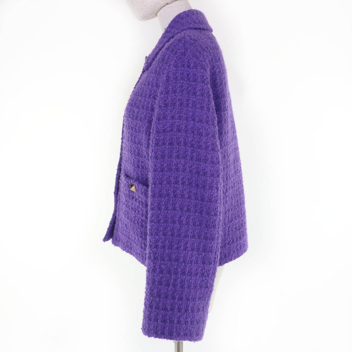 Excellent VALENTINO Jacket Roman stud tweed purple cotton Women 38 1B3CEV57B3