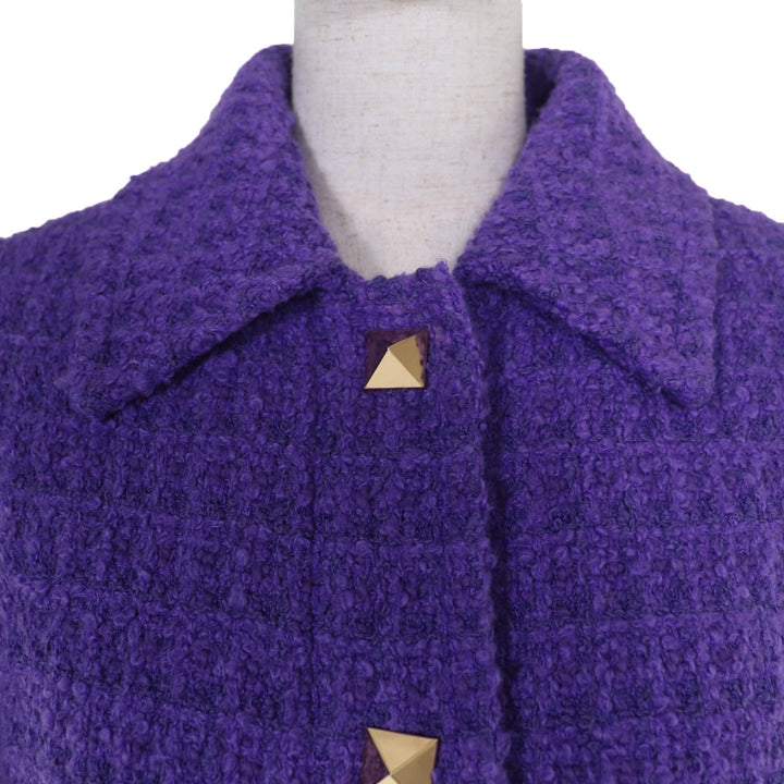 Excellent VALENTINO Jacket Roman stud tweed purple cotton Women 38 1B3CEV57B3