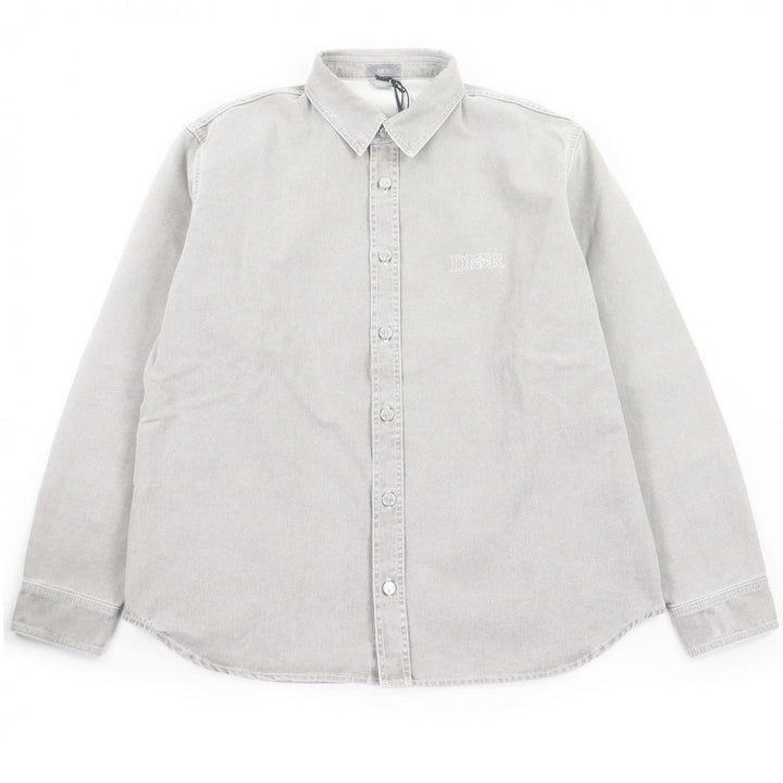 Pristine DIOR STONE ISLAND Long sleeve shirt Logo Embroidery Oversized gray