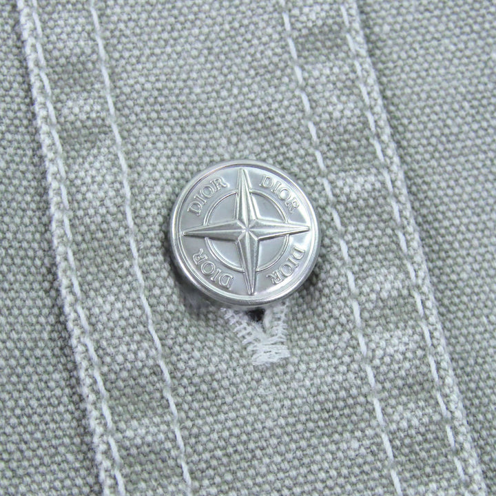 Pristine DIOR STONE ISLAND Long sleeve shirt Logo Embroidery Oversized gray
