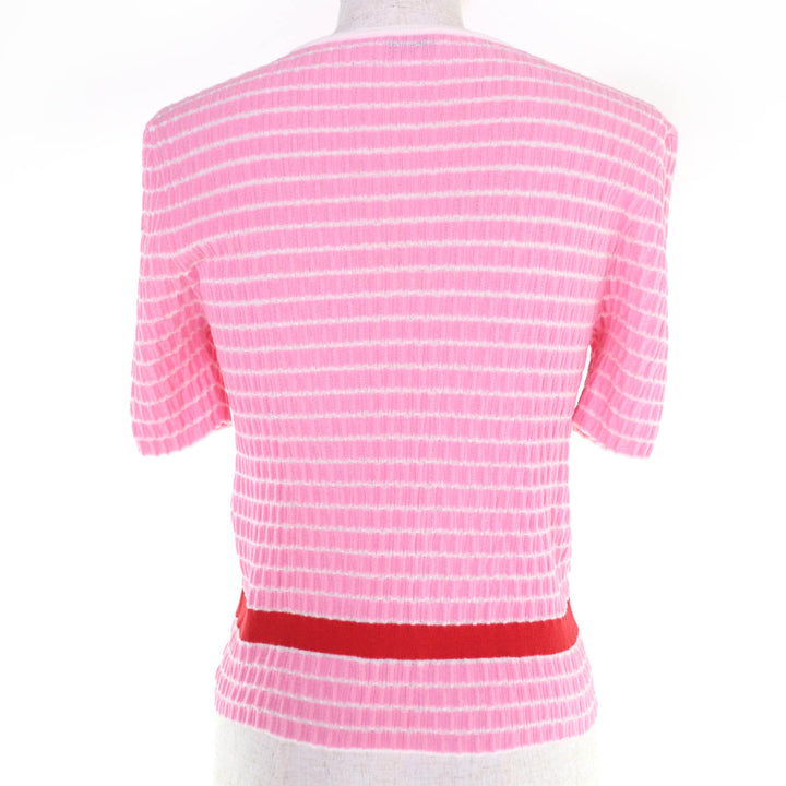 Excellent CHANEL Short sleeve knit COCO Mark pink Women 36 24P P76857K11060