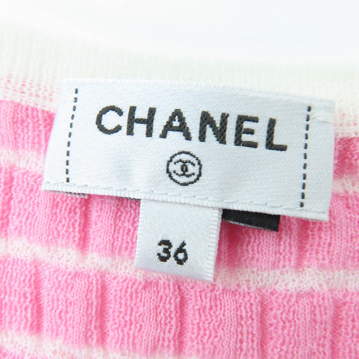 Excellent CHANEL Short sleeve knit COCO Mark pink Women 36 24P P76857K11060