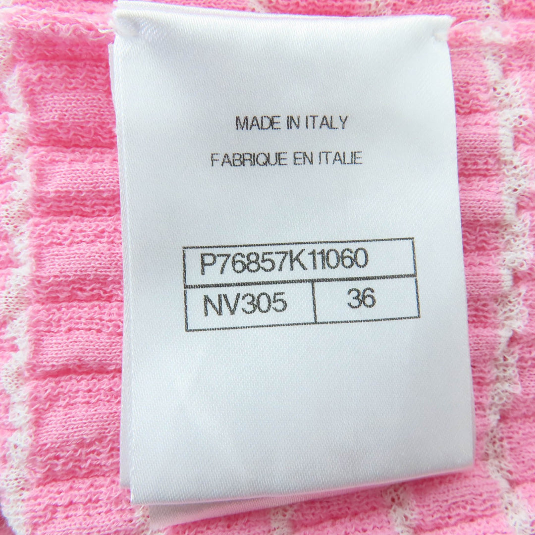 Excellent CHANEL Short sleeve knit COCO Mark pink Women 36 24P P76857K11060